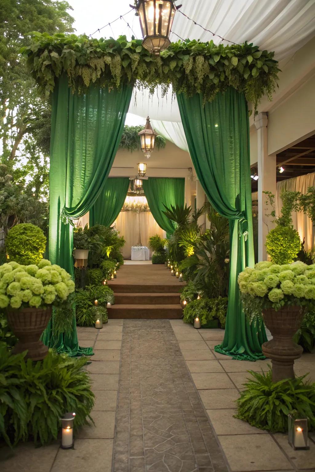A romantic verdant-themed nuptial arrangement.