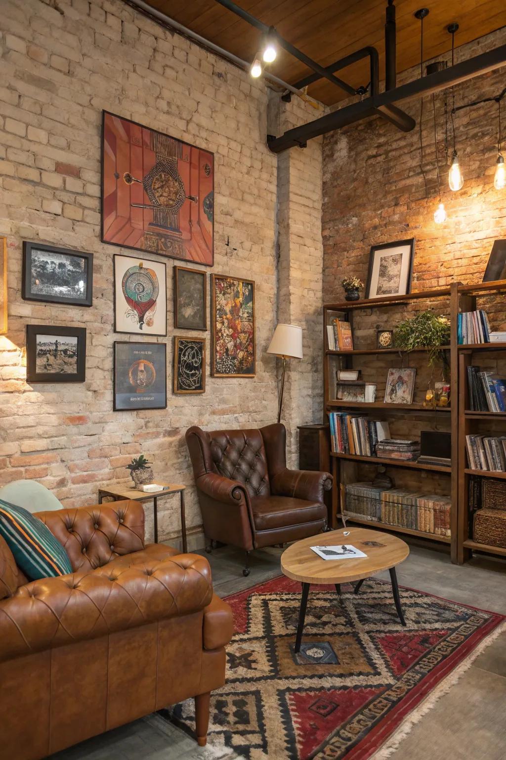 Uncovered block walls contribute raw charm and authenticity.