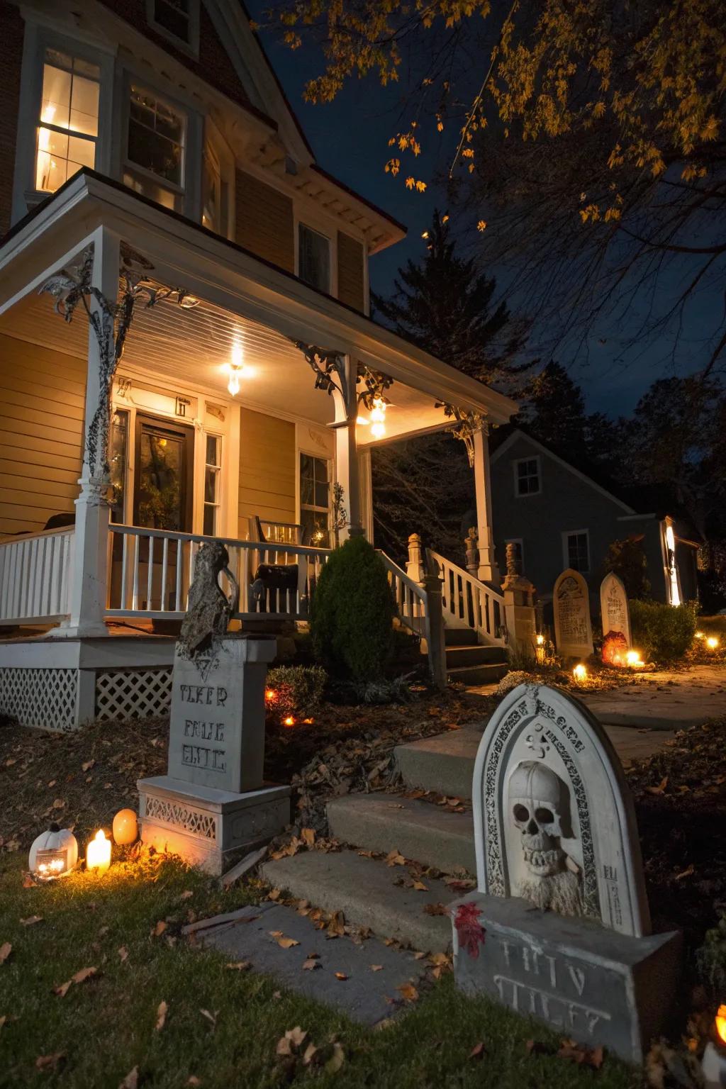 A burial ground scene establishes the impeccable spooky tone for Halloween.