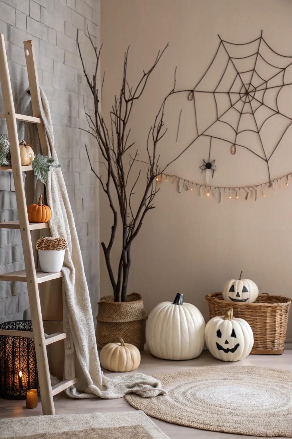 Achieve subtle chills with minimalist Halloween decor.
