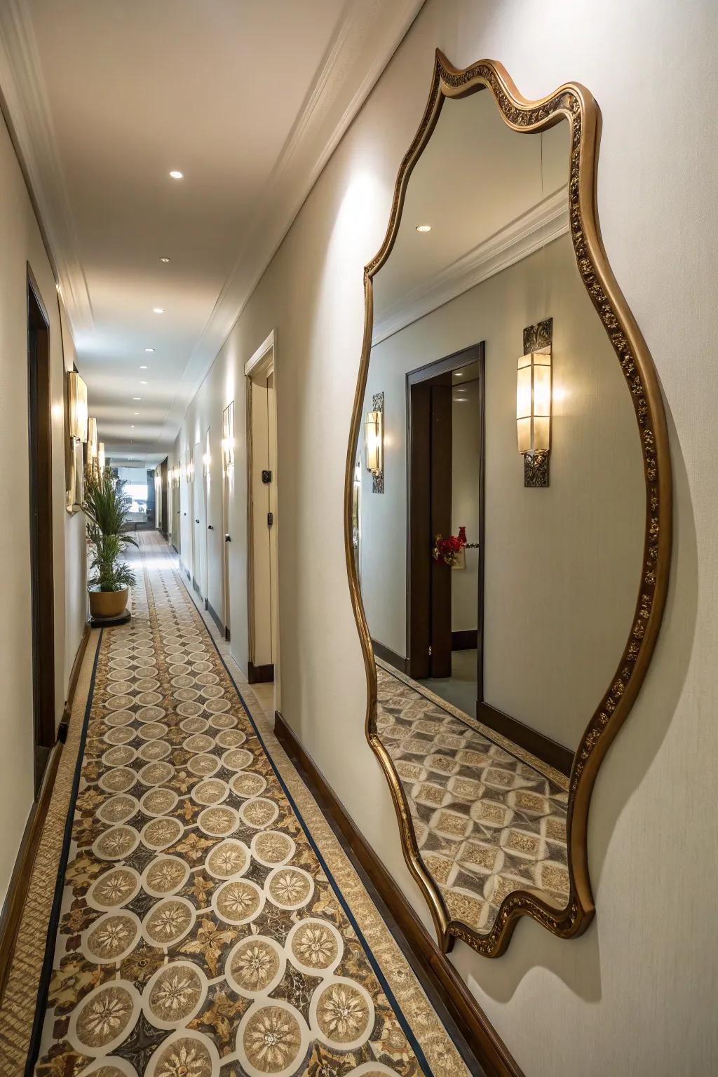 Unusual shapes in mirrors create intrigue and character.