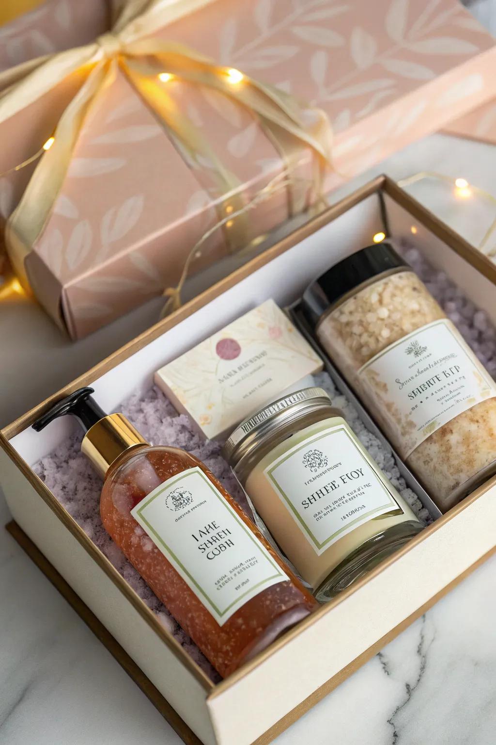A thoughtfully curated themed gift ensemble.