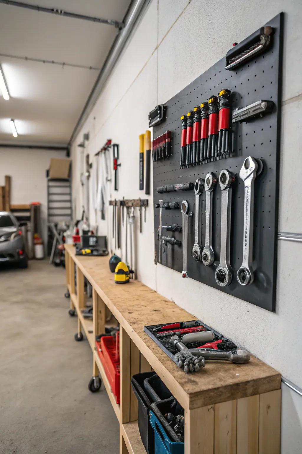 Transform garage chaos into order through tool racks.
