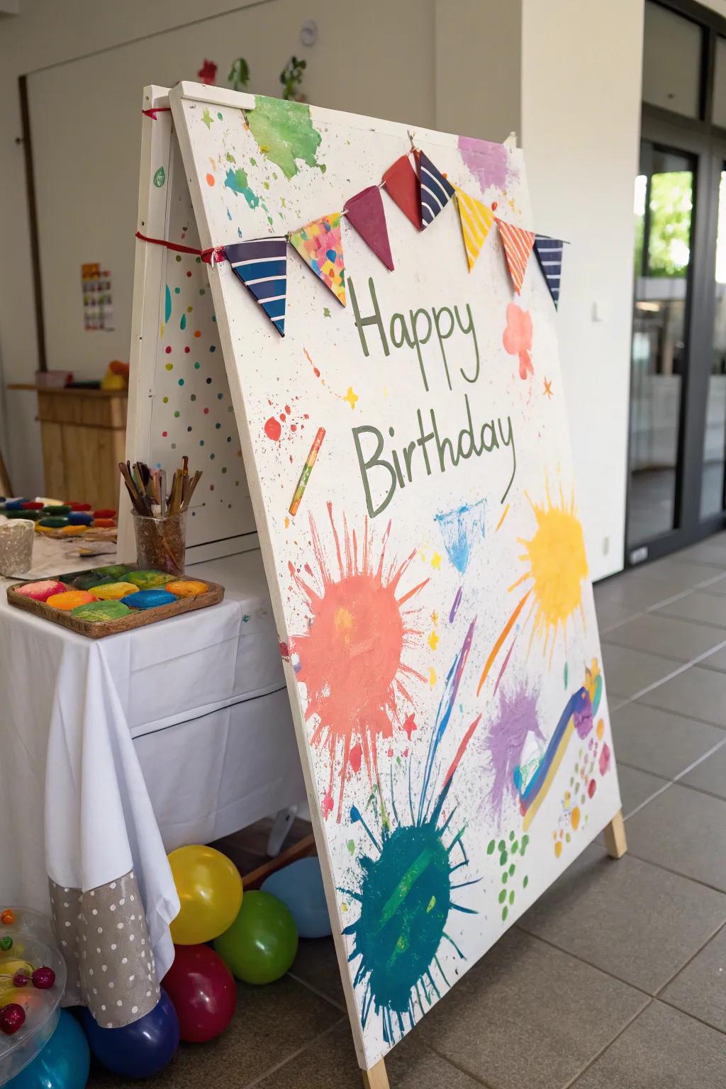 An artistic birthday display bursting with creative phraseology.