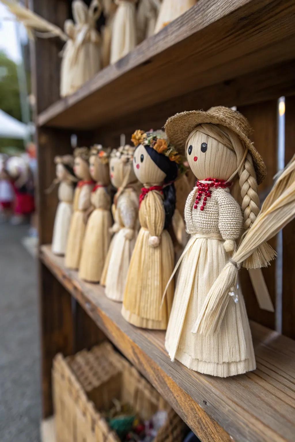 Charming maize sheath puppets infusing a sentimental nuance.