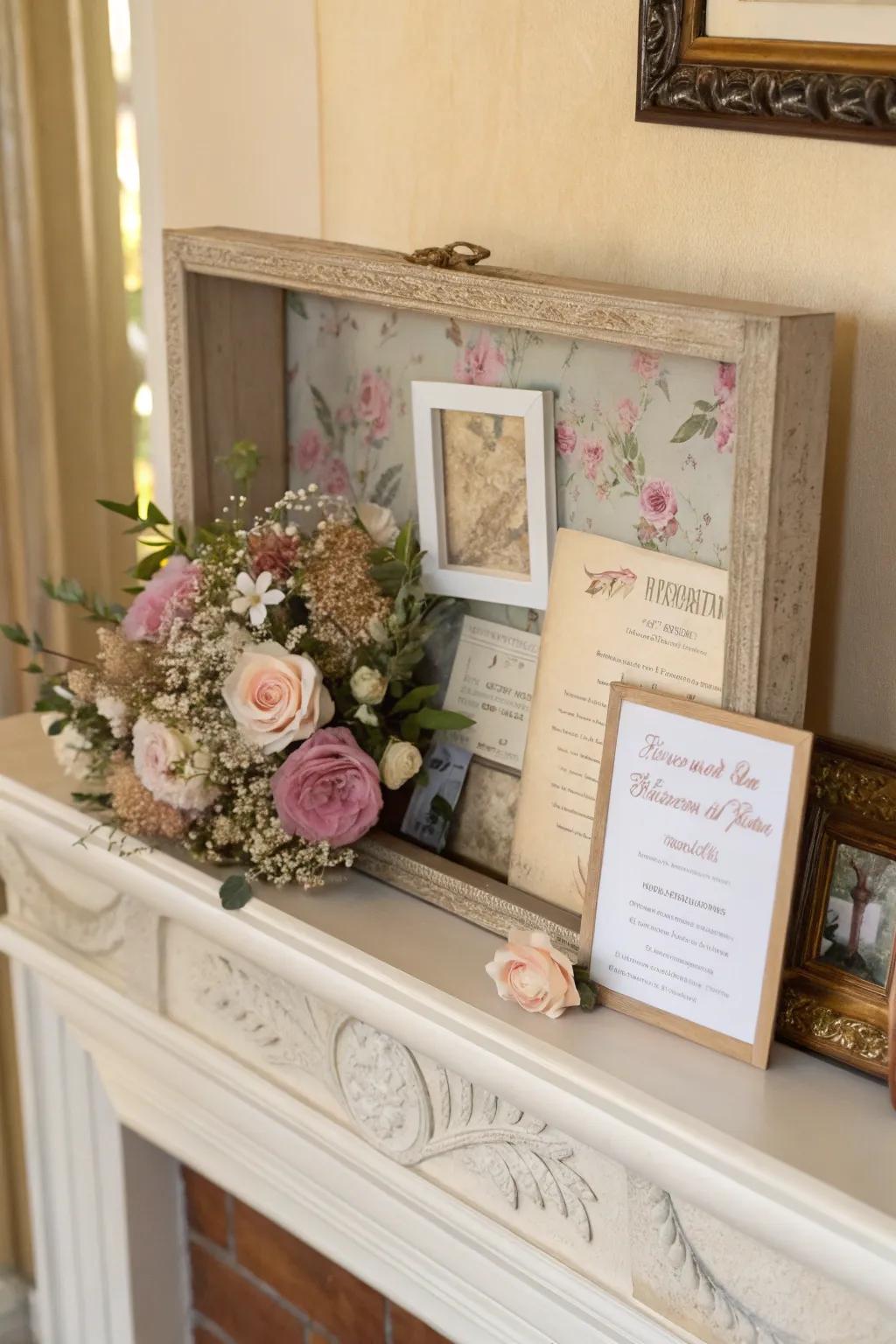 A keepsake memory enclosure safeguarding treasured wedding memories.