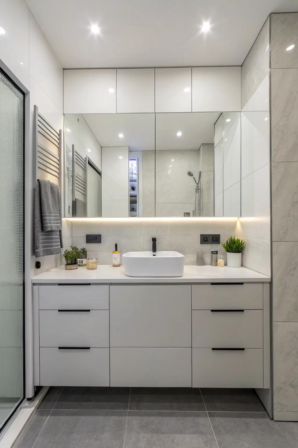 Unseen grabs upholding a sleek bathroom design.