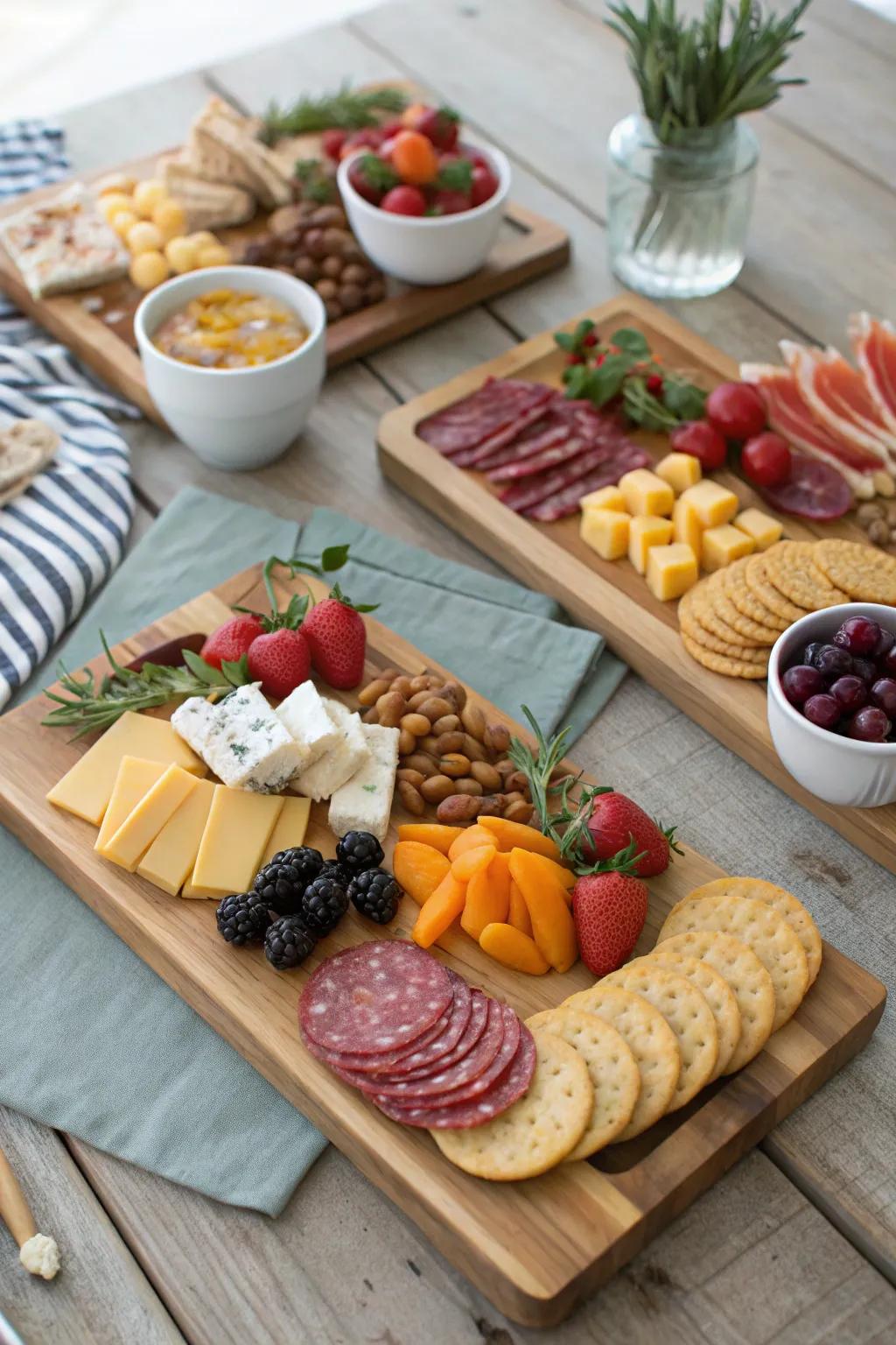 A DIY mini charcuterie board station for guests.