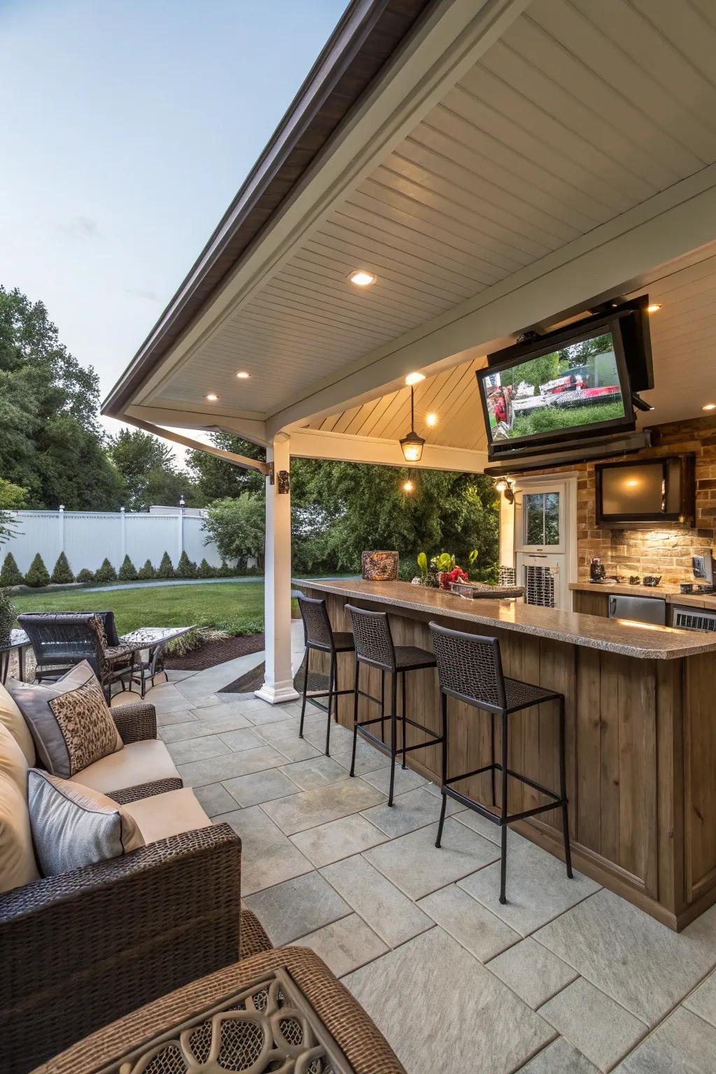 Blend indoor and outdoor living for the perfect bar setting.
