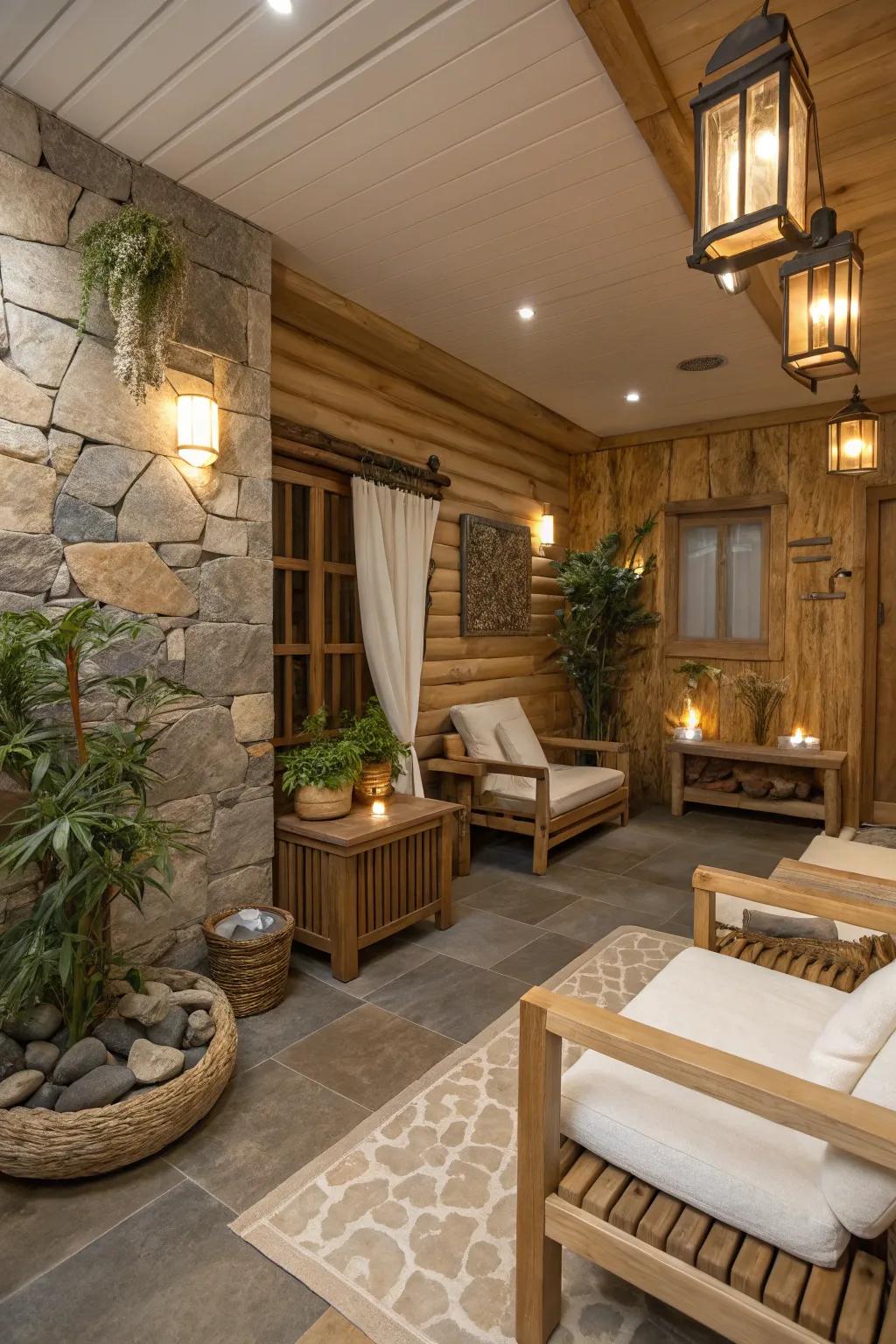 Natural textures add warmth and a touch of nature to your salon.