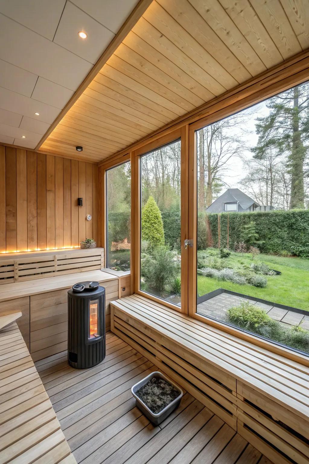 An environment-conscious sauna that merges sustainability and serenity.