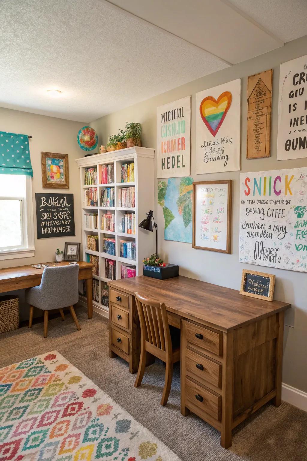 Inspiring decorations add positive vibes to the learning setting.