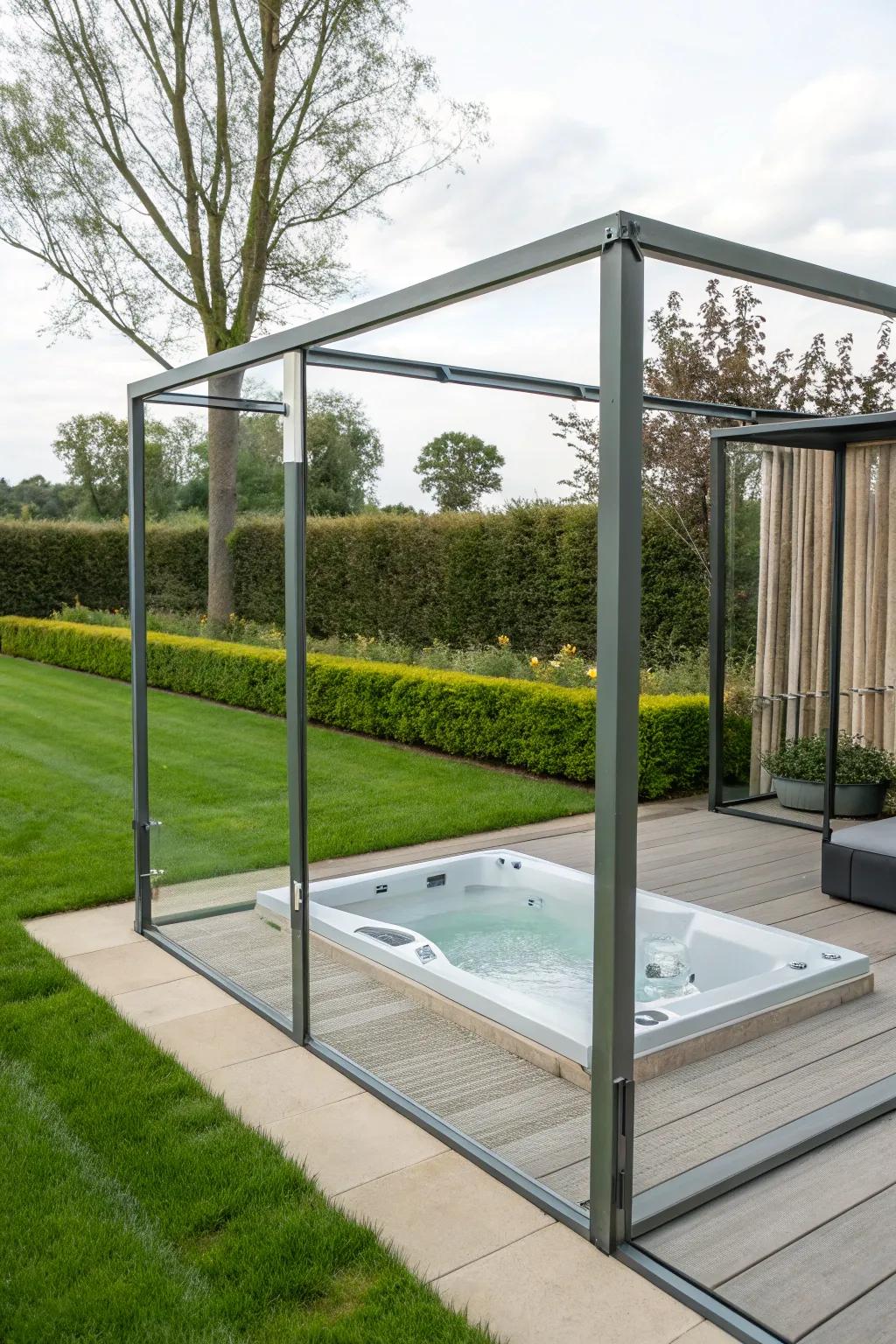 An alloy structure provides a sleek and modern enclosure option.