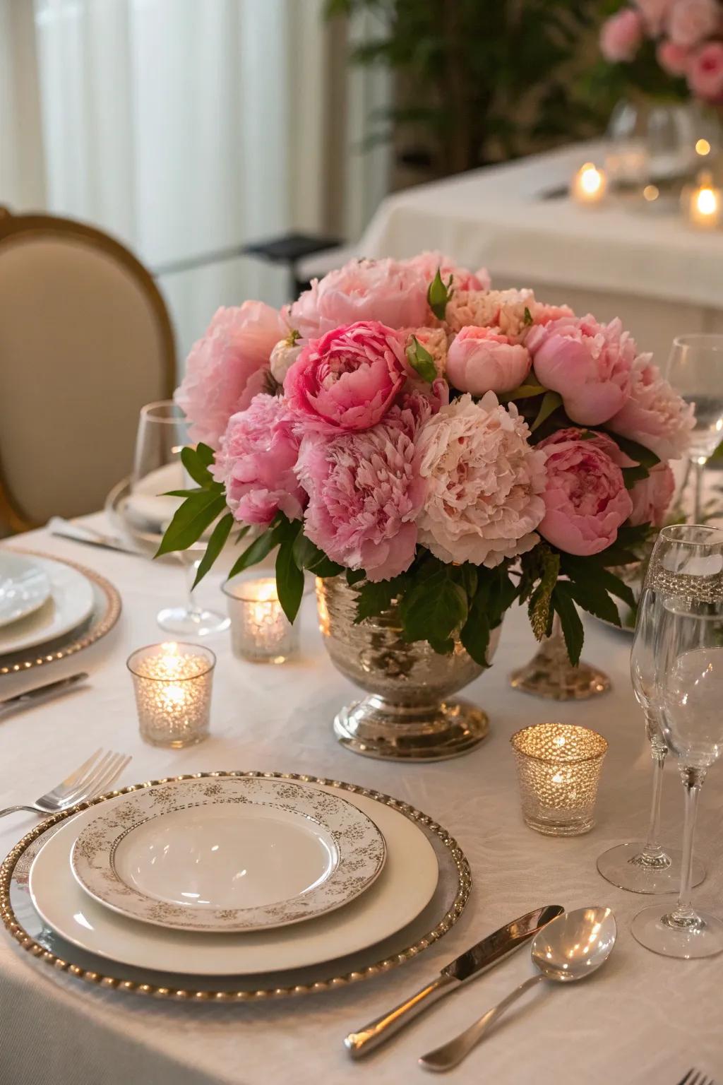 Peonies make an elegant centerpiece.