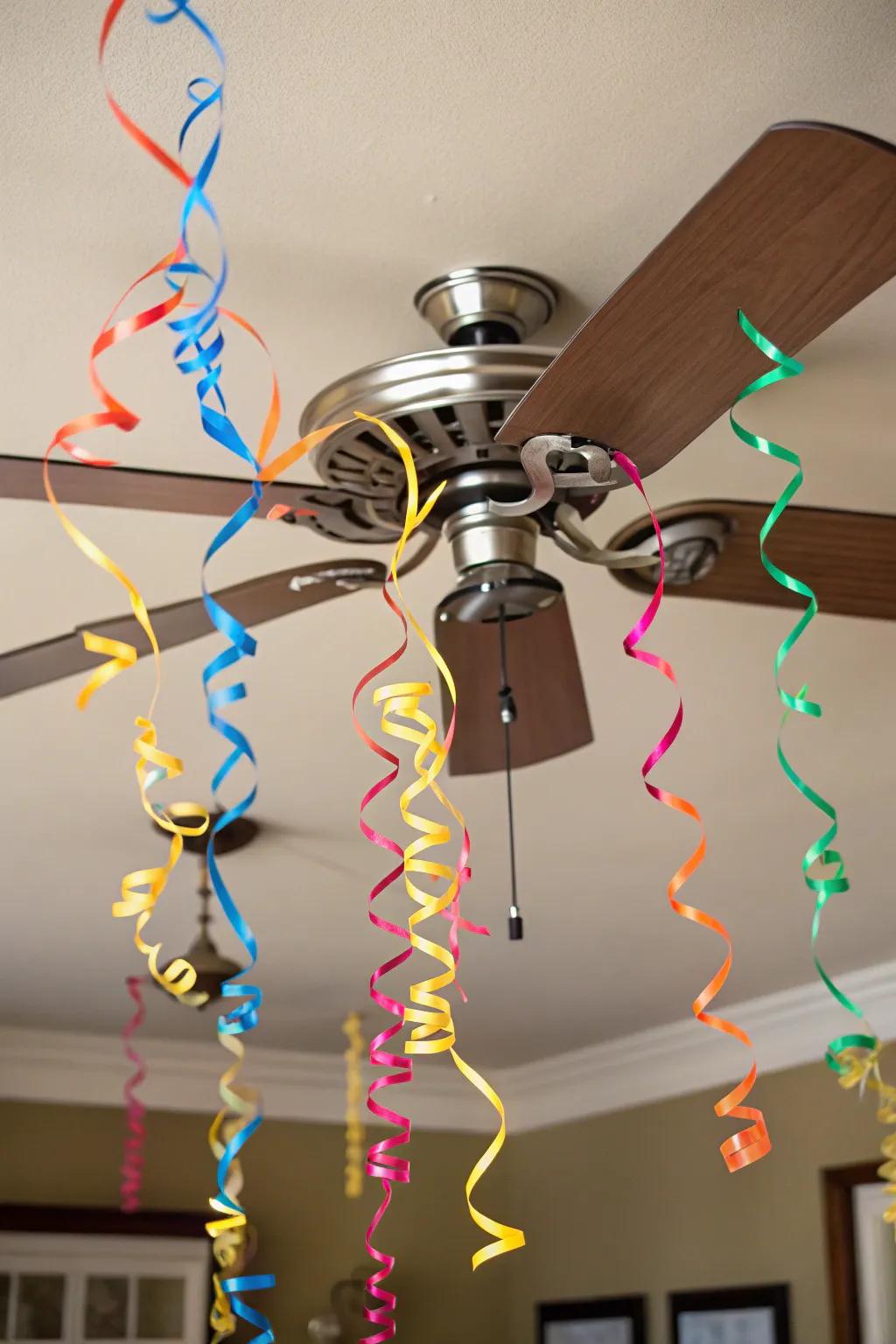 Introduce a dynamic aesthetic with ribbons on your ceiling fan.