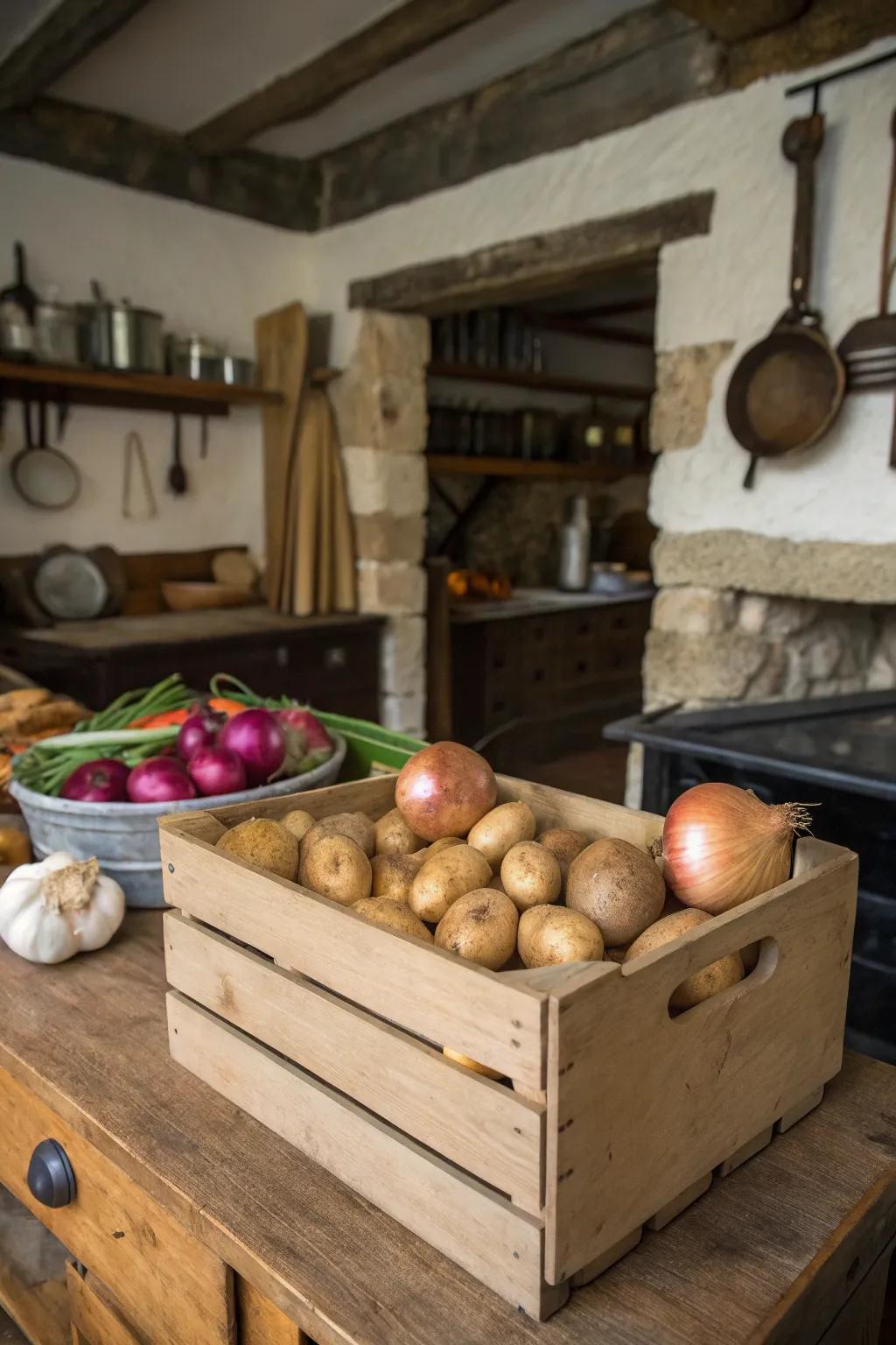 Timber chests offer a practical and charming storage solution.