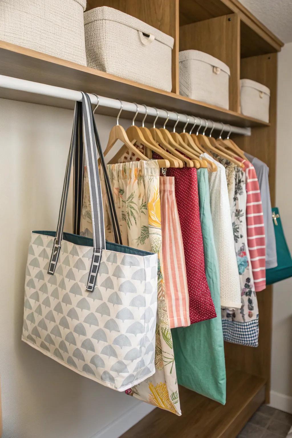 Hanging rods offer a vertical and sophisticated storage solution.