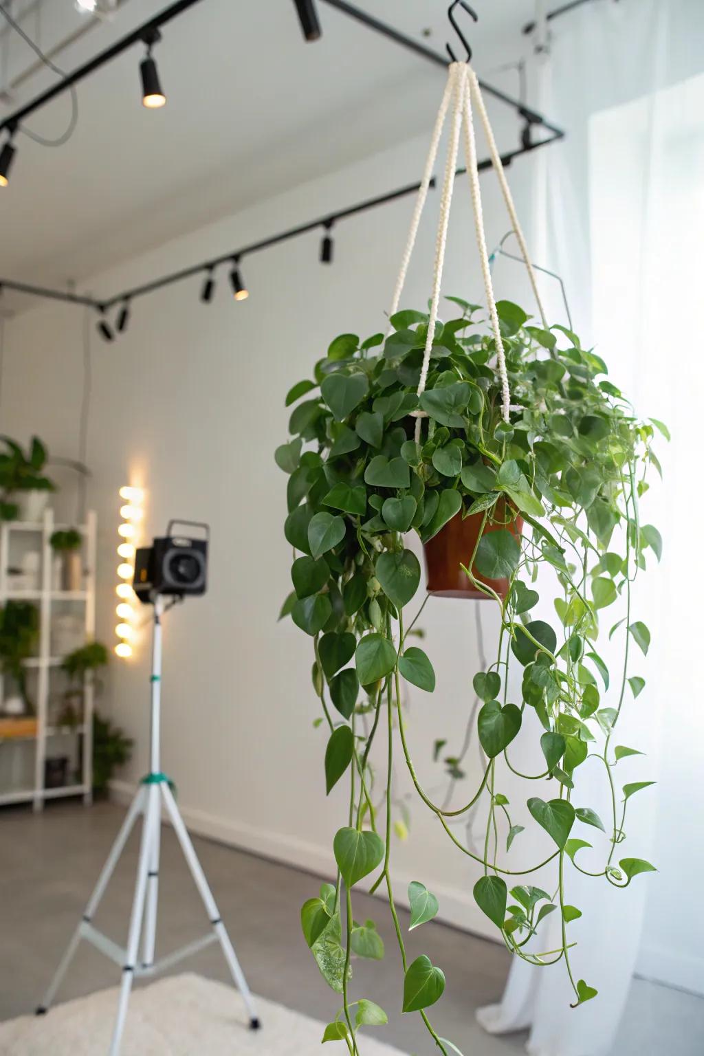 A creative studio featuring a Hoya on a tailored wire climbing frame.