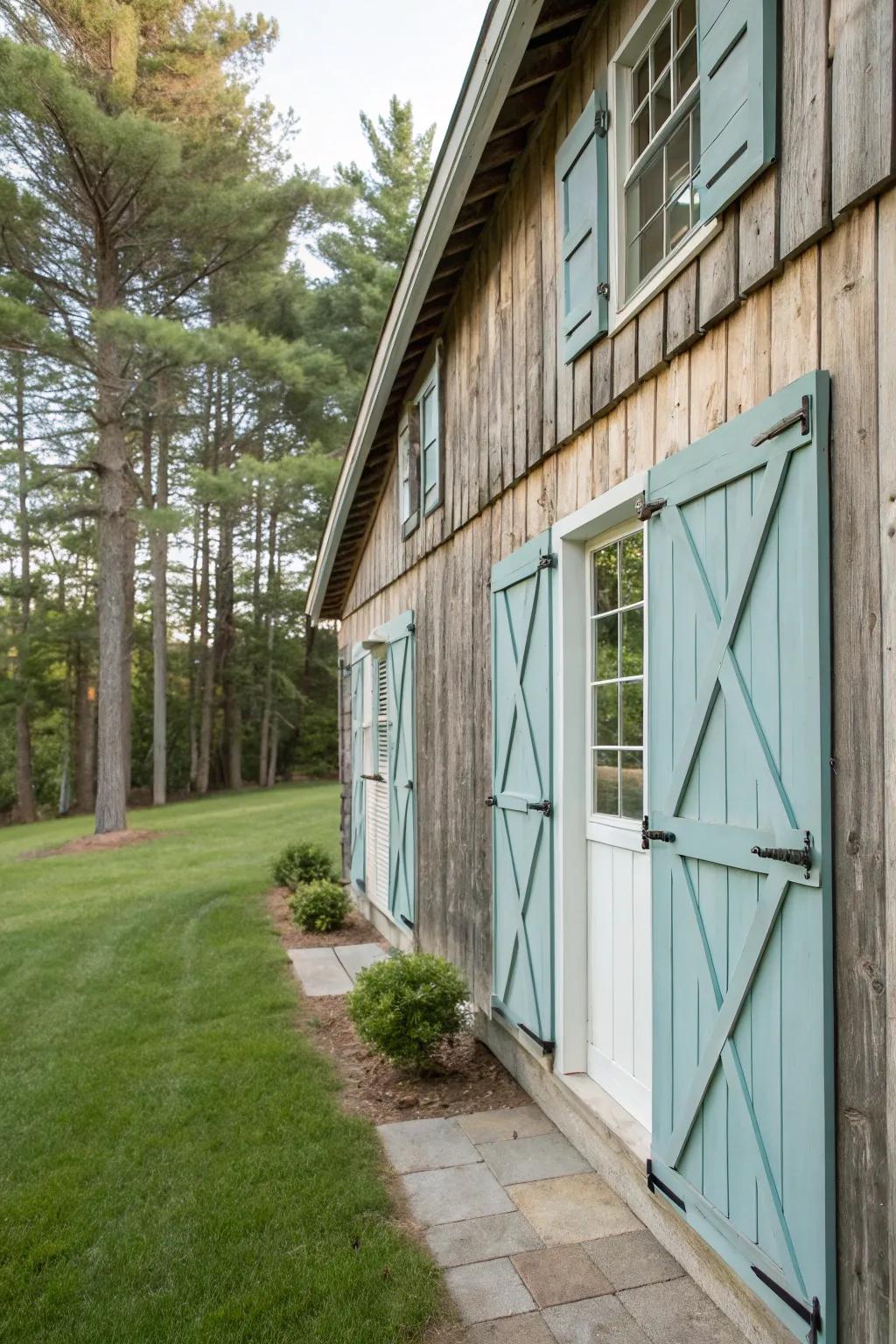 Farmhouse-style panels offer rustic charm and storm defense.