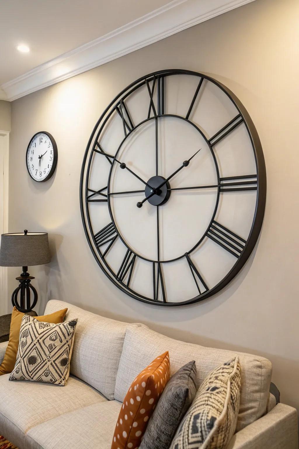 A wall clock infuses charm and functionality.