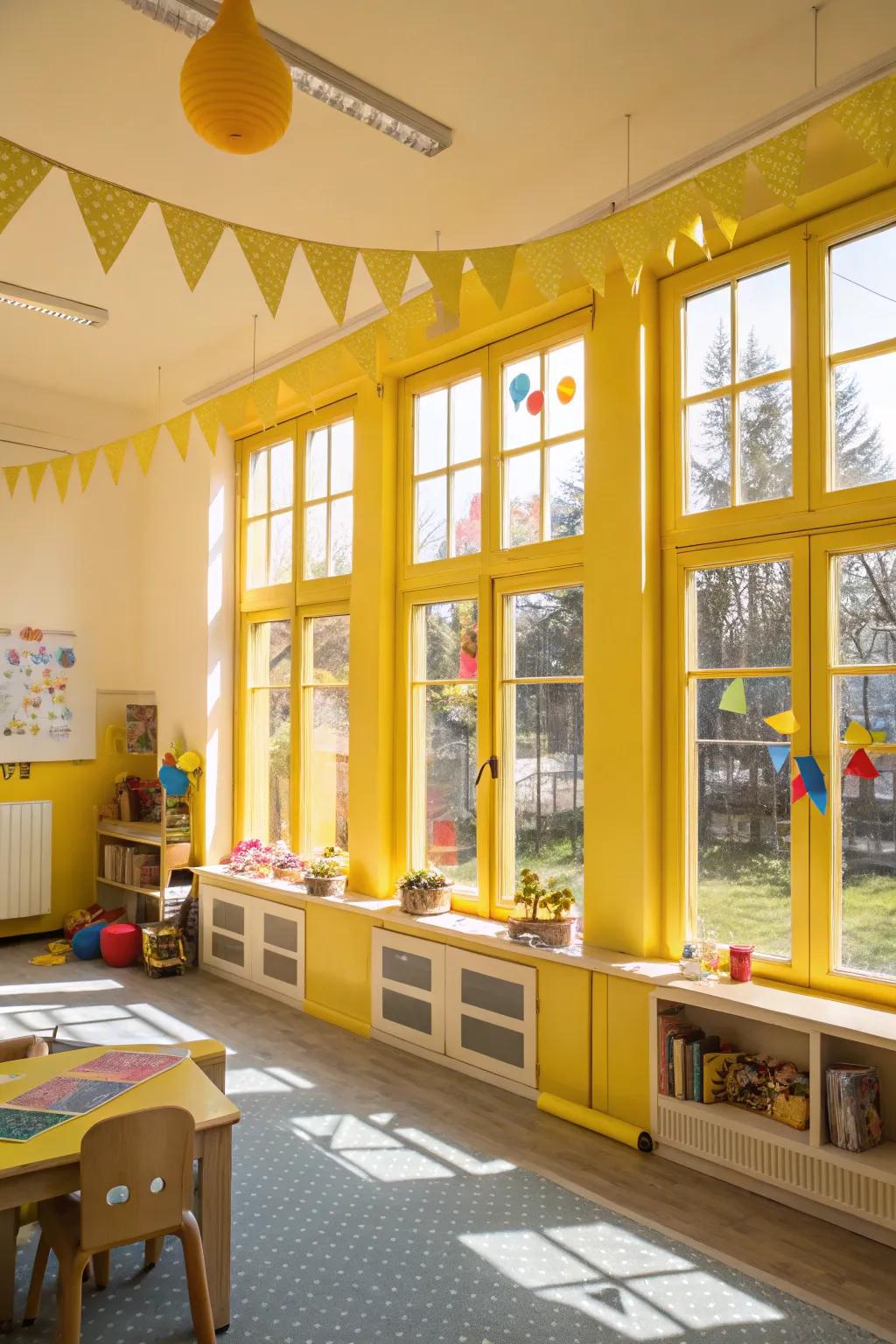 Golden trims infuse a cheerful and uplifting ambiance.