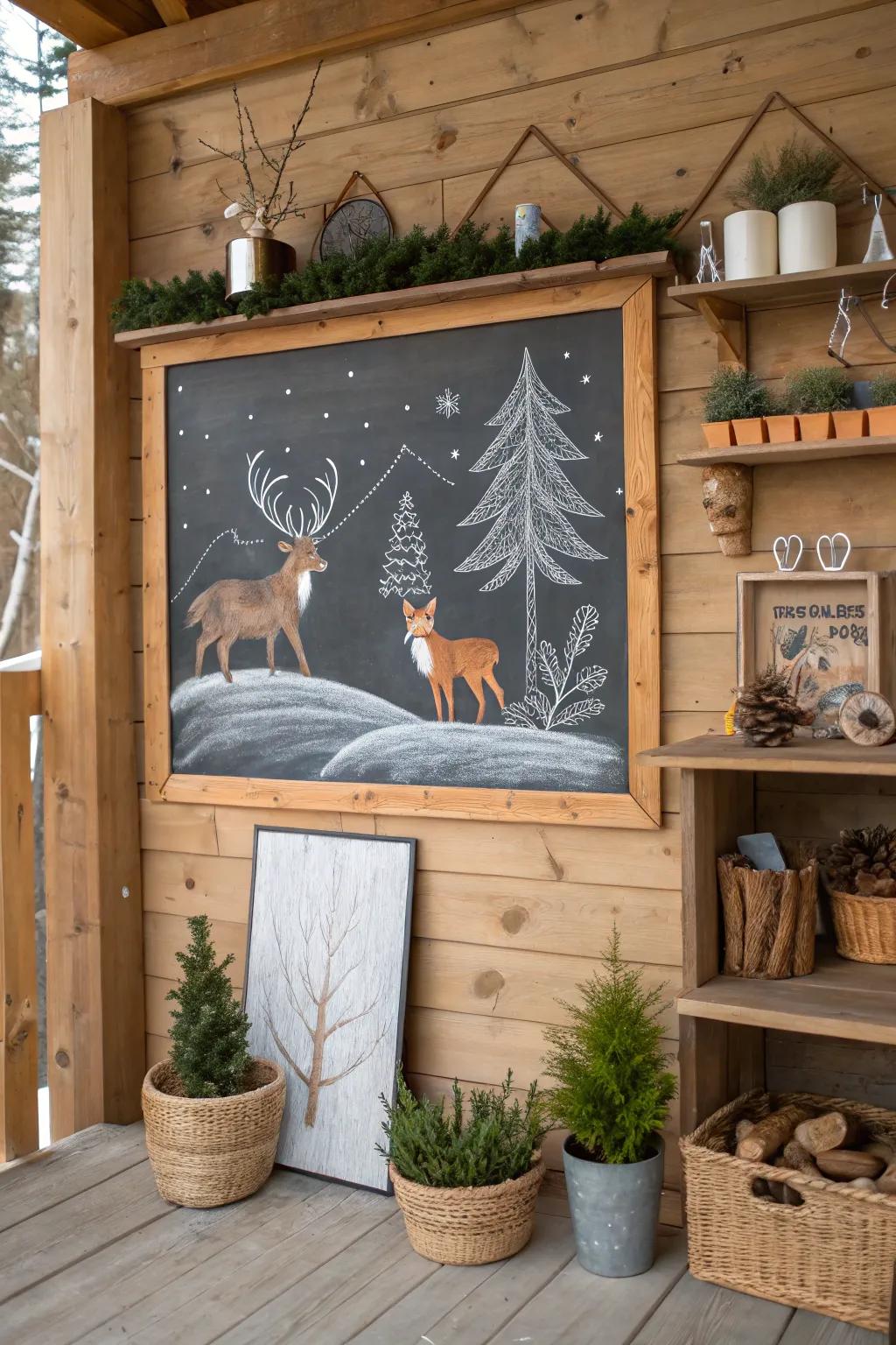 Convey winter fauna into your abode through chalkboard artistry.