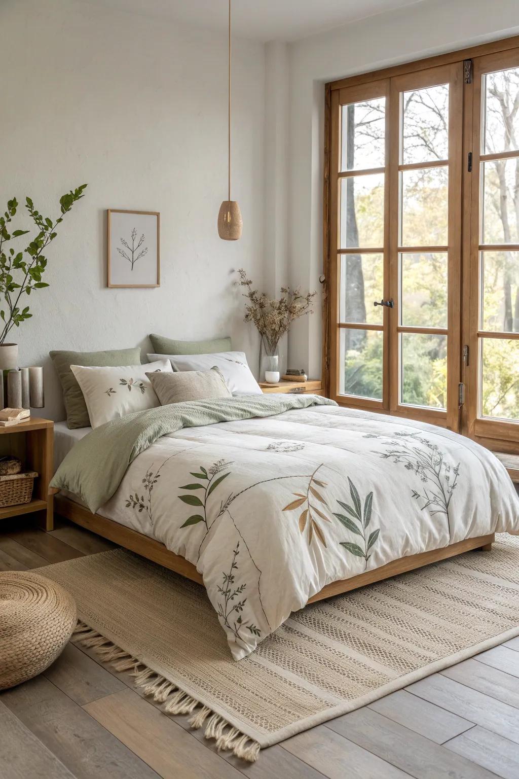 Inspired by the outdoors, natural motifs infuse a calming sanctuary.