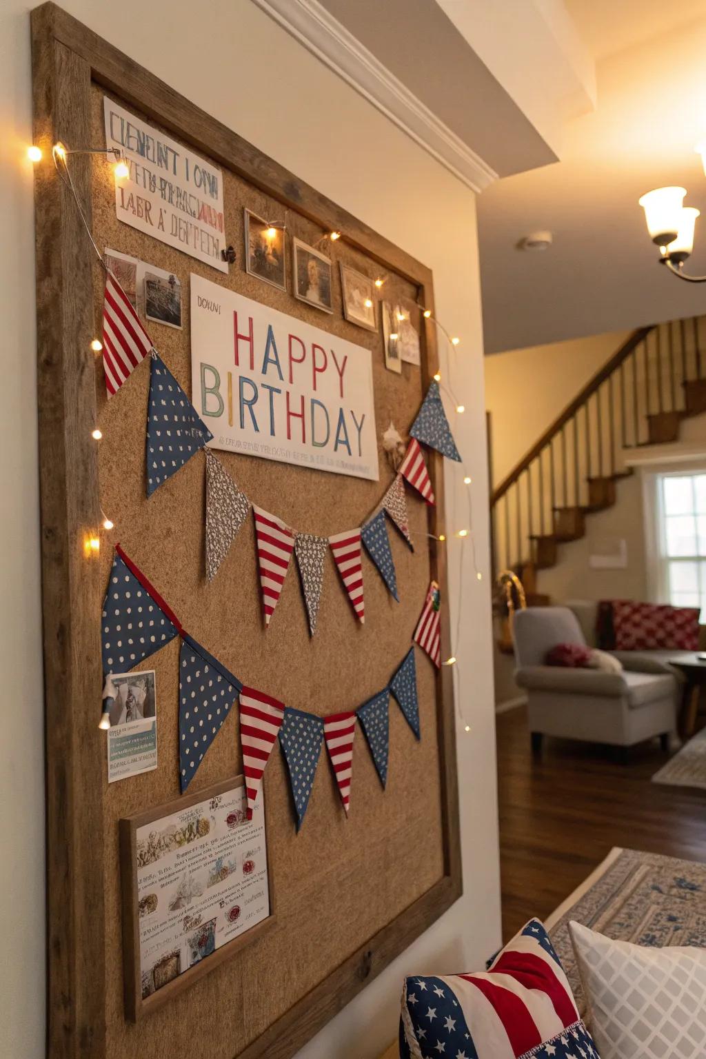 A vintage Americana-themed birthday board brimming with nostalgic charm.