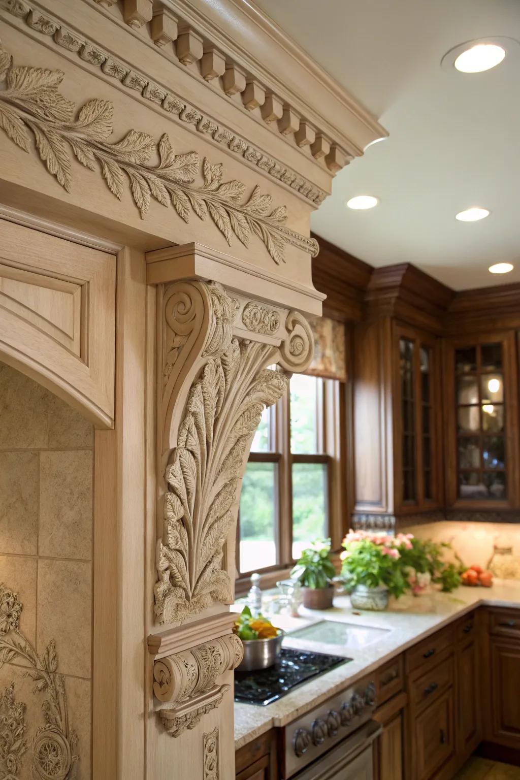 Botanical details introduce nature into your kitchen.