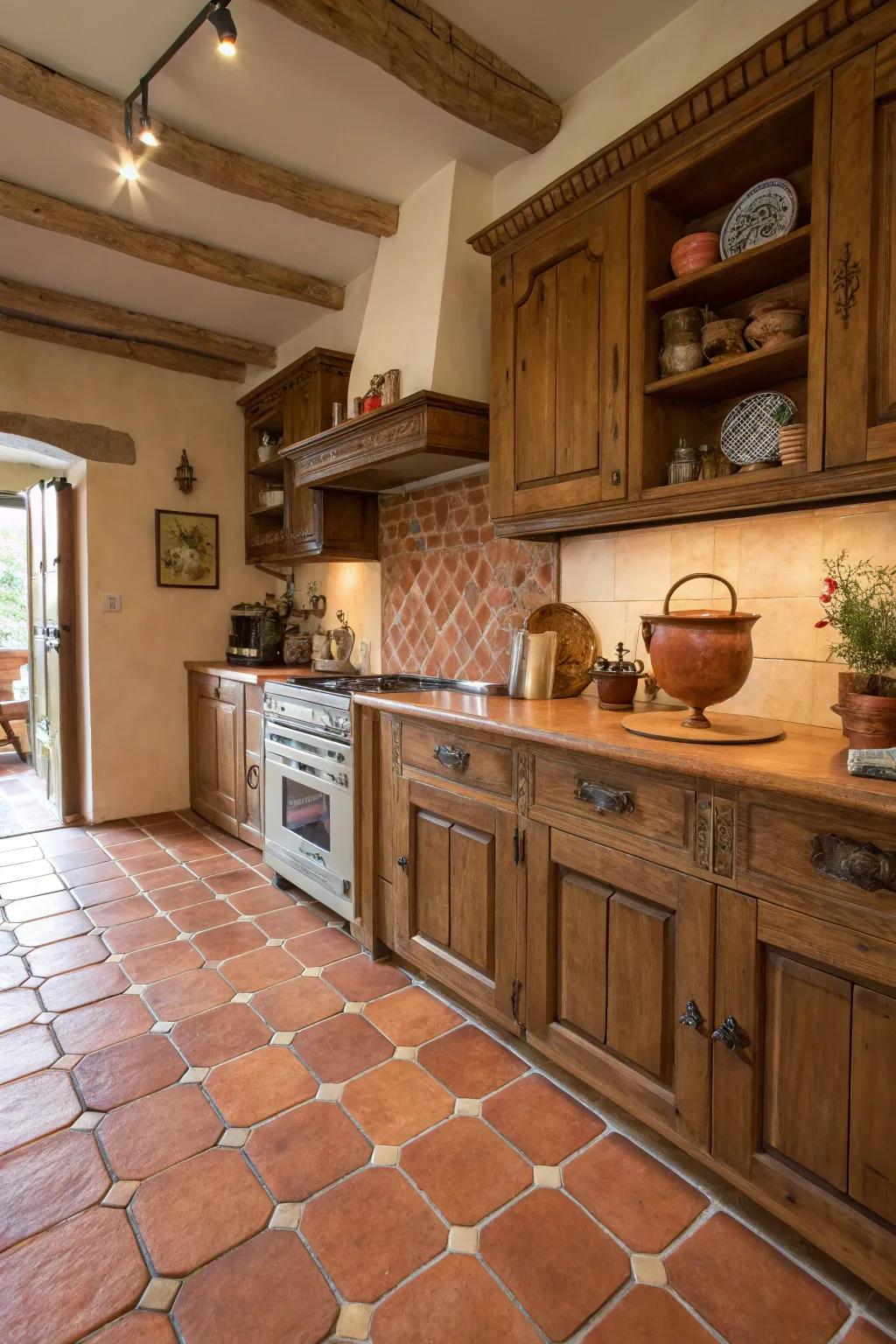 Terra-cotta tiles bring warmth and charm.