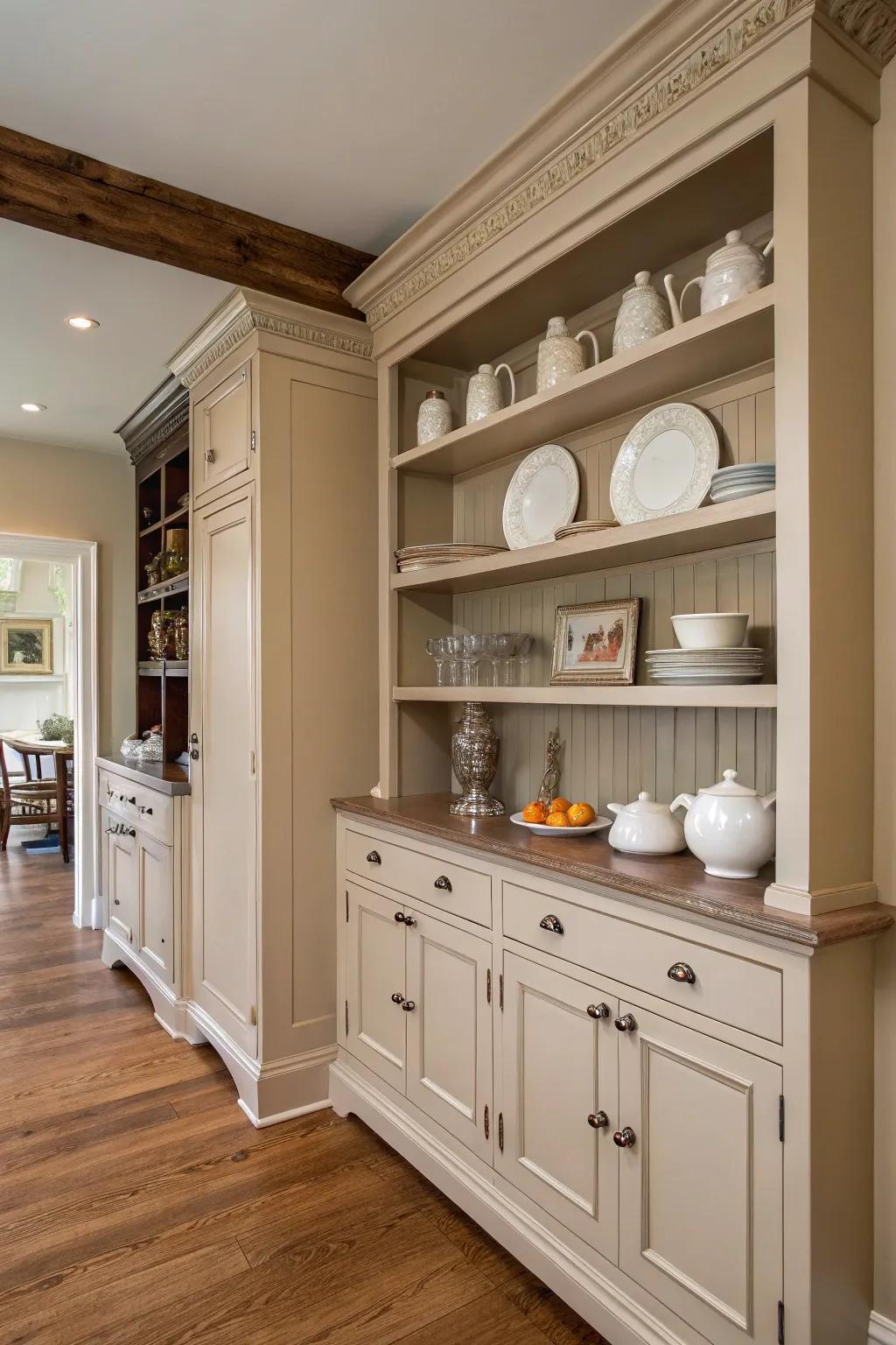 Traditional shelves presenting an elegant detail.