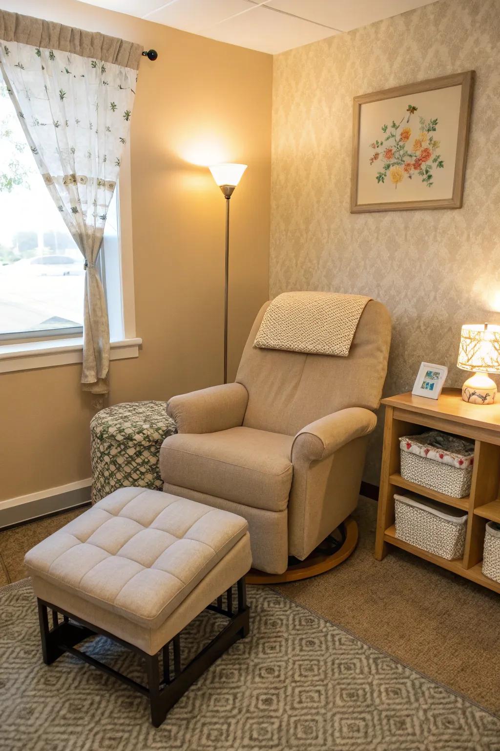 A cozy foot rest offering extra support and comfort.