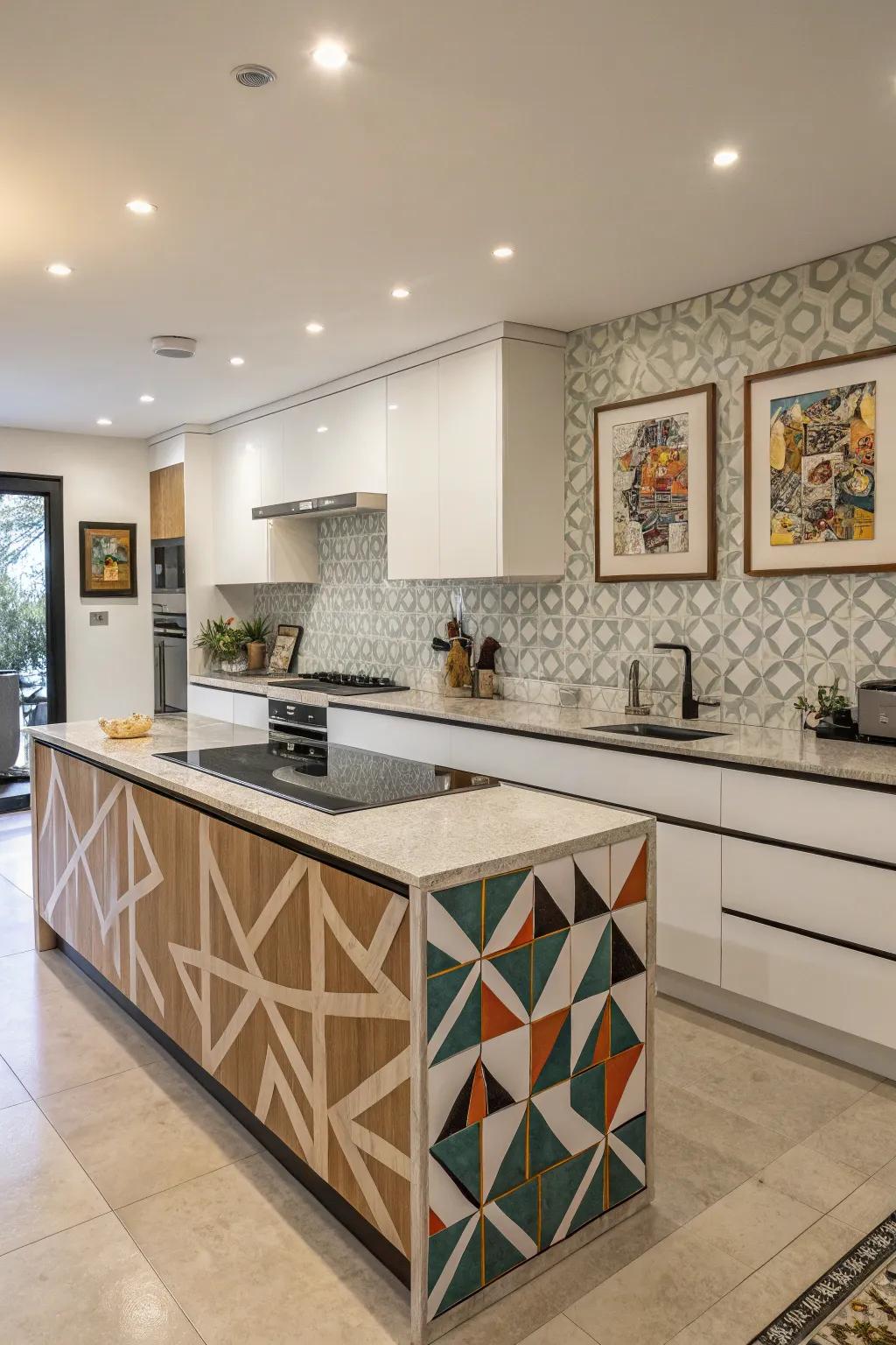 Geometric patterns in composites bring a modern twist to kitchens.