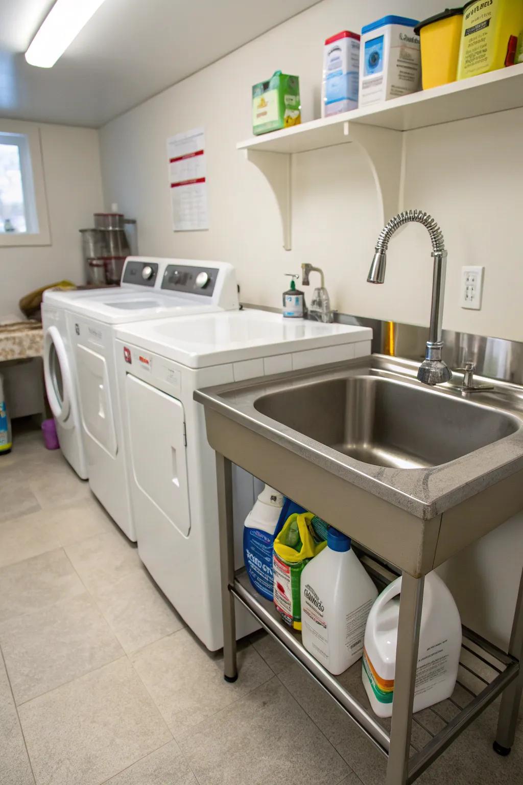 Delicate laundry chores are made easier with a small sink.