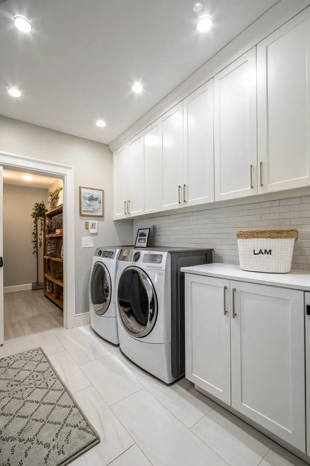 Ivory offers a tidy and spacious feel, ideal for laundry areas.