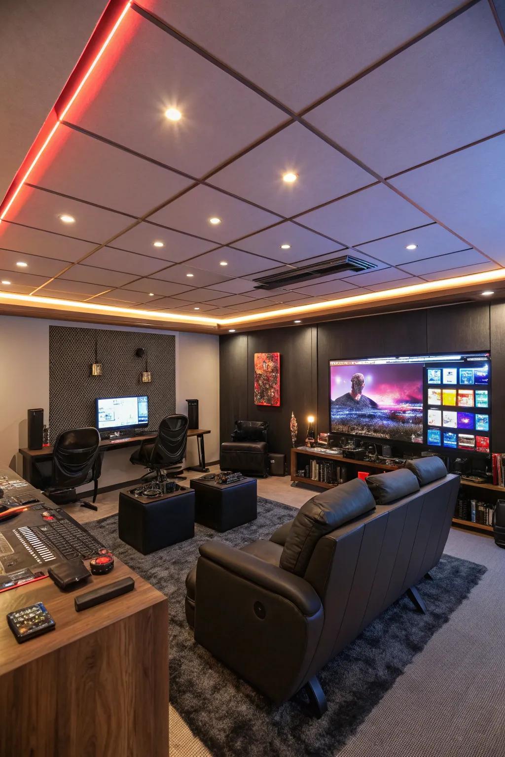 Redefine your space through ambient ceiling boards.