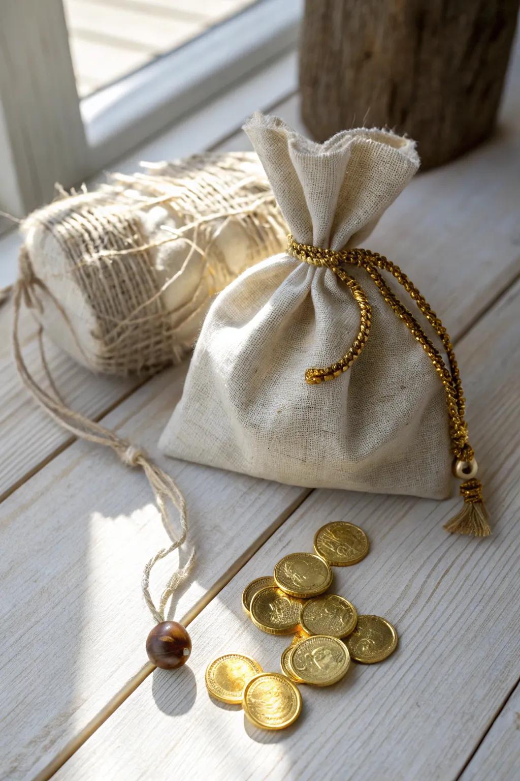 Endearing and plain: Satiate your celebration with mirth utilizing these hand-fashioned gold round bags!