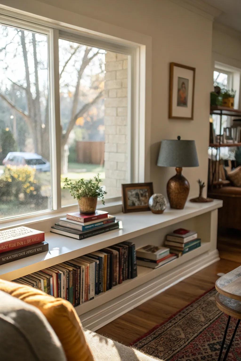 Enhance your window area with a stylish wall-mounted shelf.