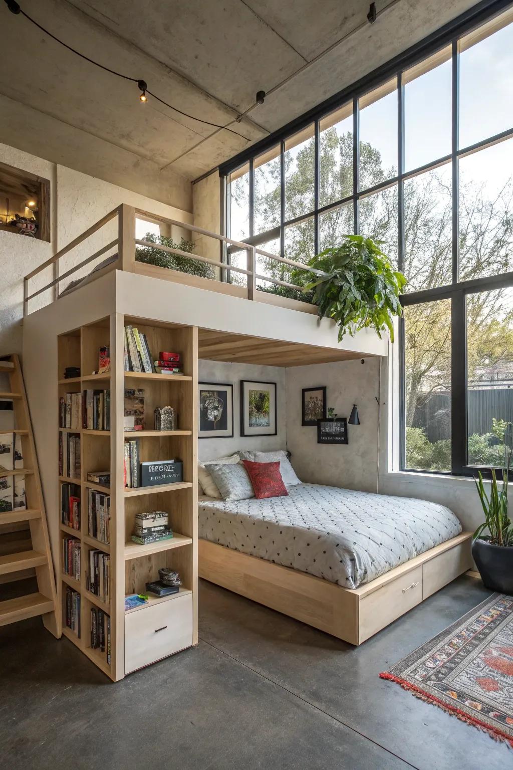 Custom loft beds offer personalized solutions for challenging spaces.
