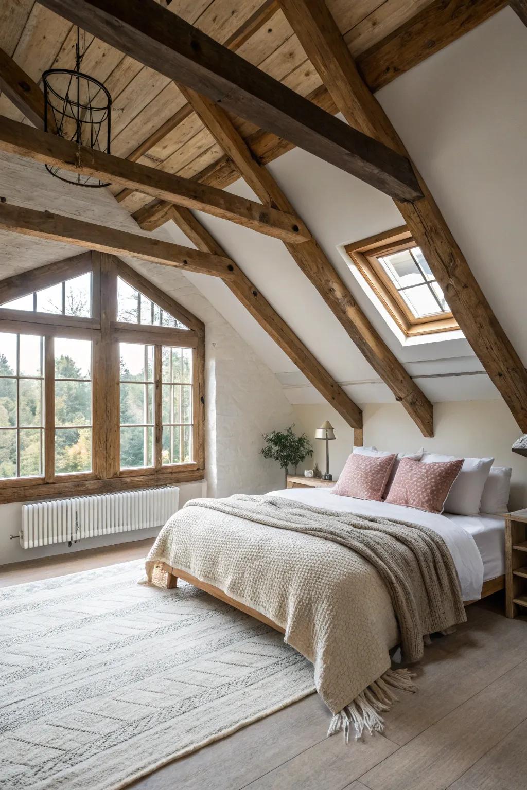 Infuse warmth and character through exposed beams.