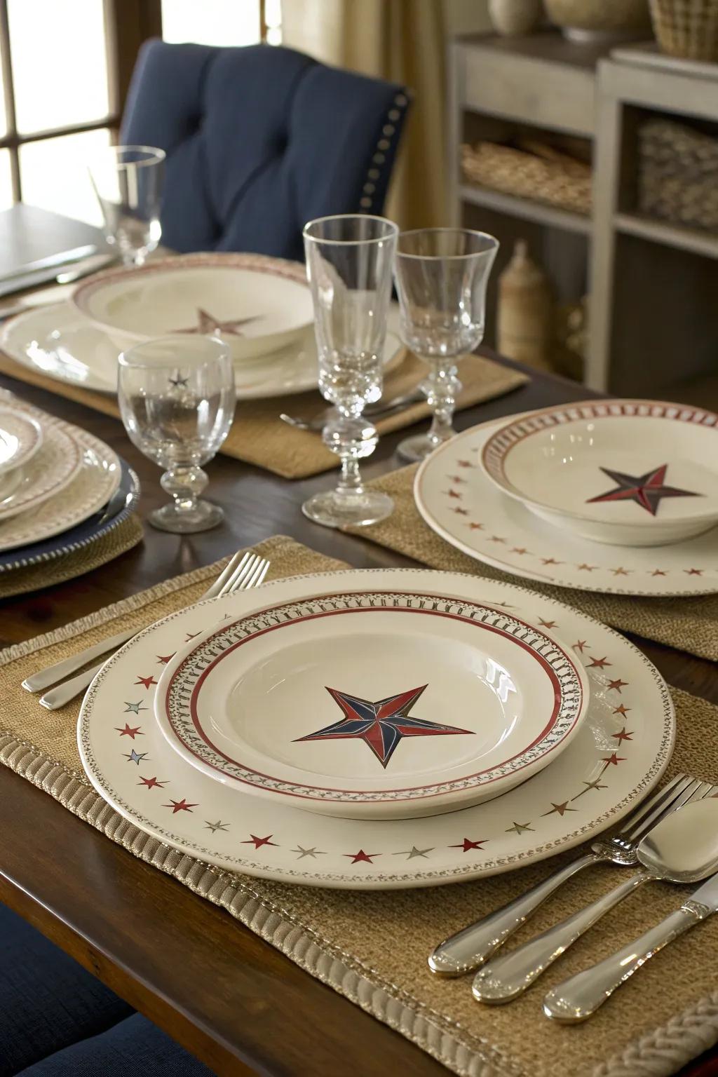 Lone Star crockery for a Western-themed meal.