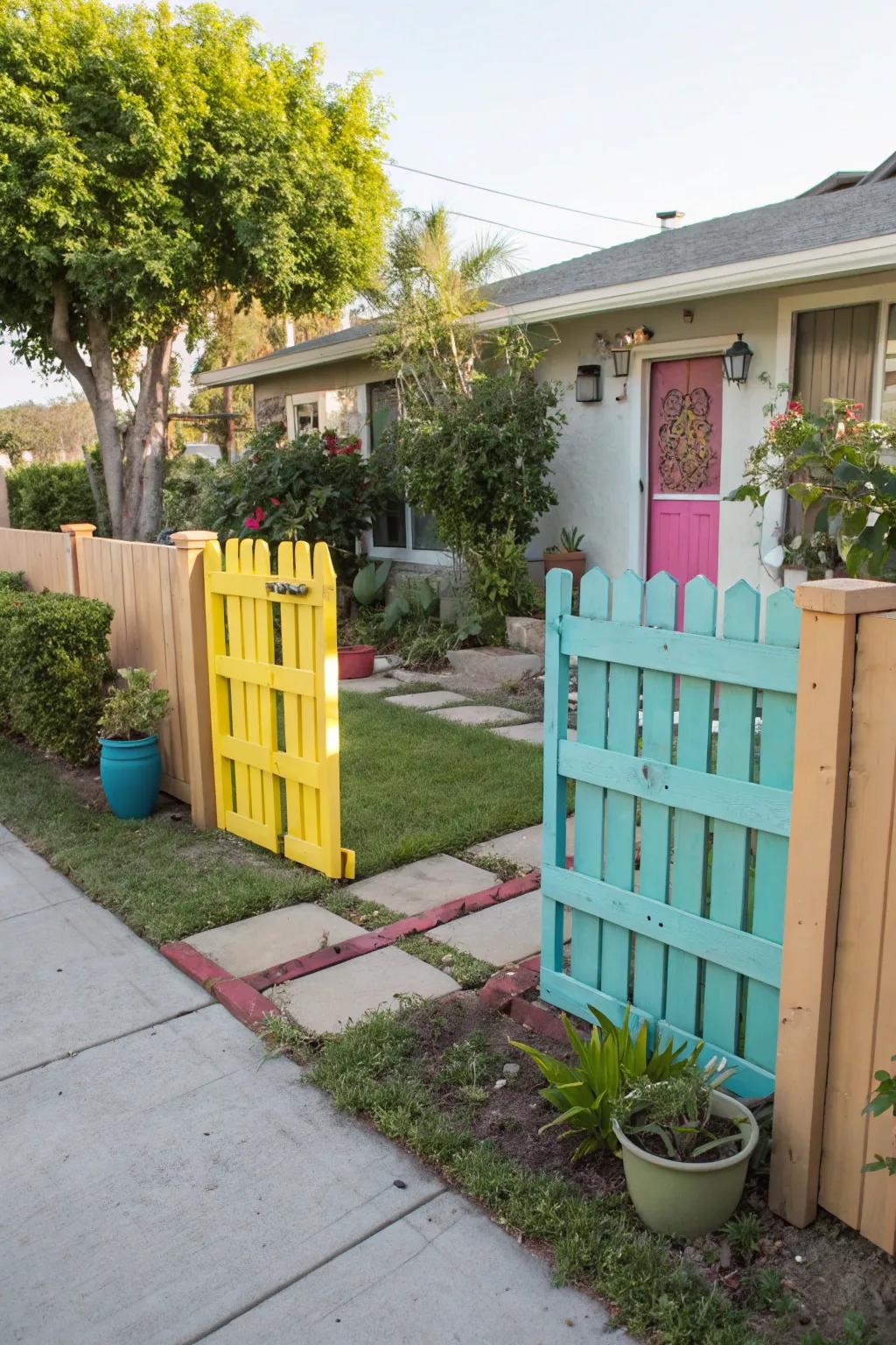 A DIY pallet fence appends a countryside-chic touch to this front garden.