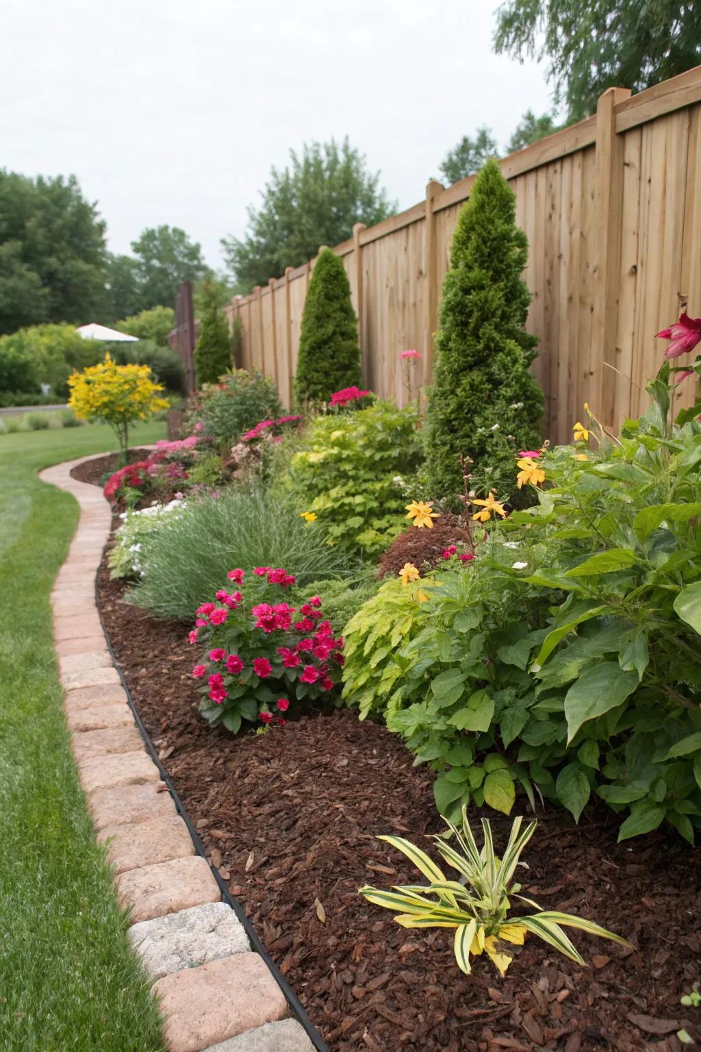 Decorative mulch keeps a Portland garden tidy and low-maintenance.