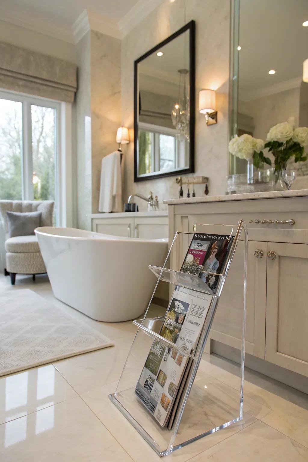 Clear acrylic caddies maintain an open atmosphere.