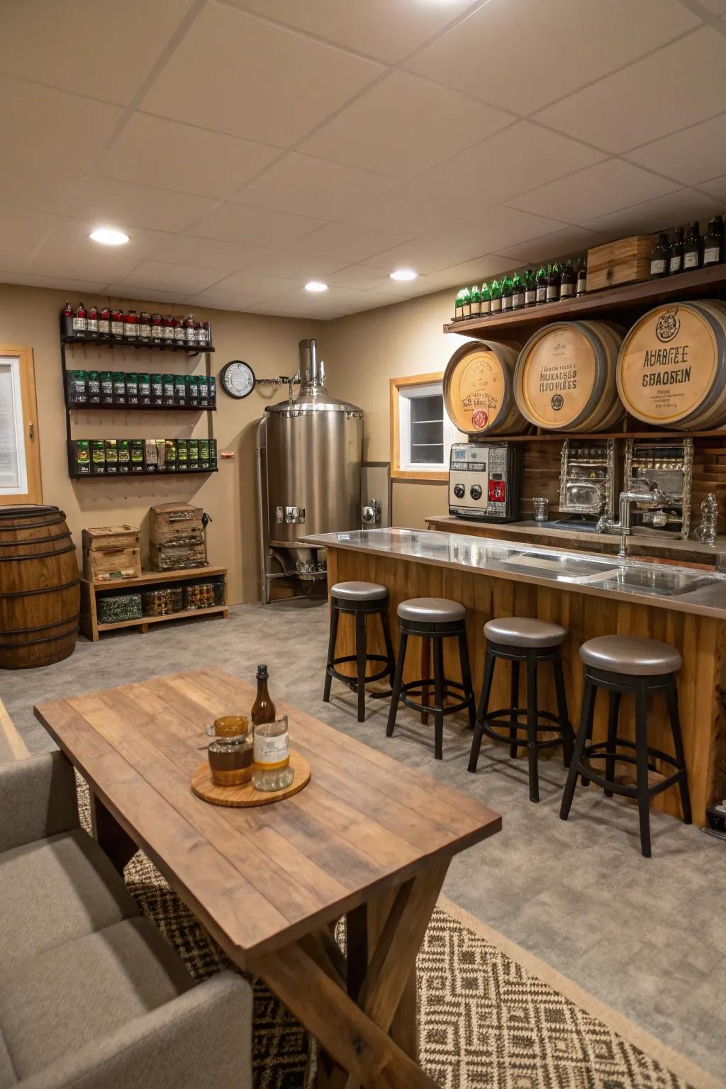 Craft your own beverages with an in-house brewery.