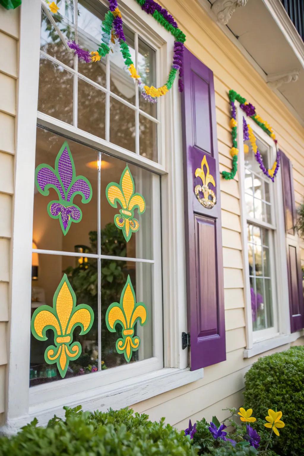 Fenestration emblems present a swift and creative avenue to disseminate Mardi Gras cheer.