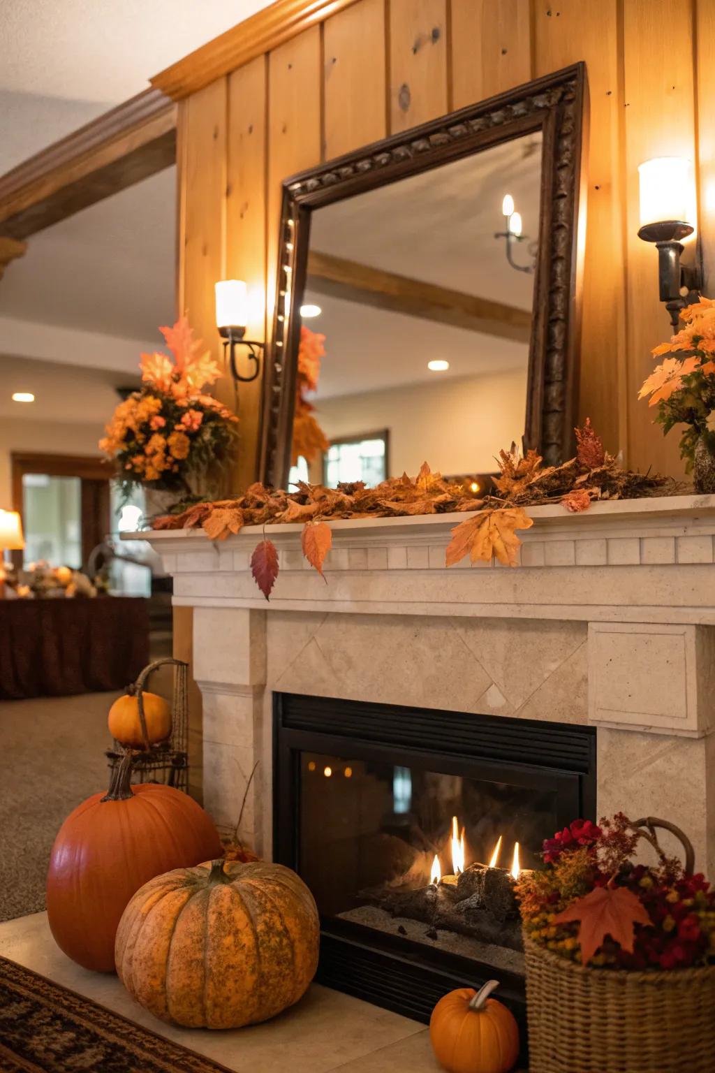 Seasonal aesthetic keeps your fireplace setting fresh and inviting.