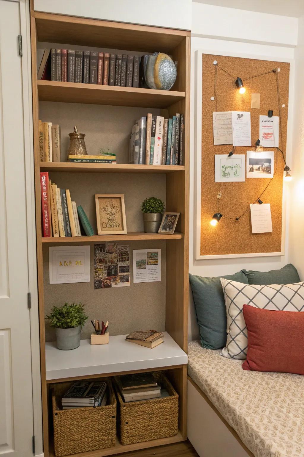 Shelf boards maximize space and utility elegantly.