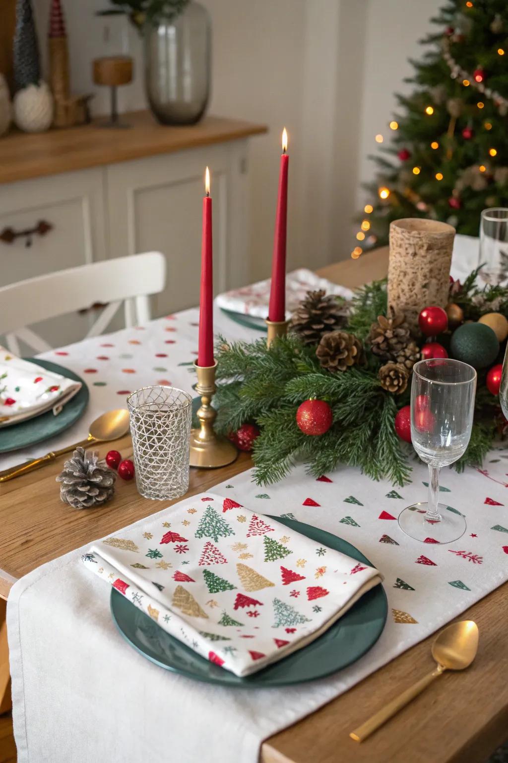 A creative table arrangement with playful patterns for appended fun.