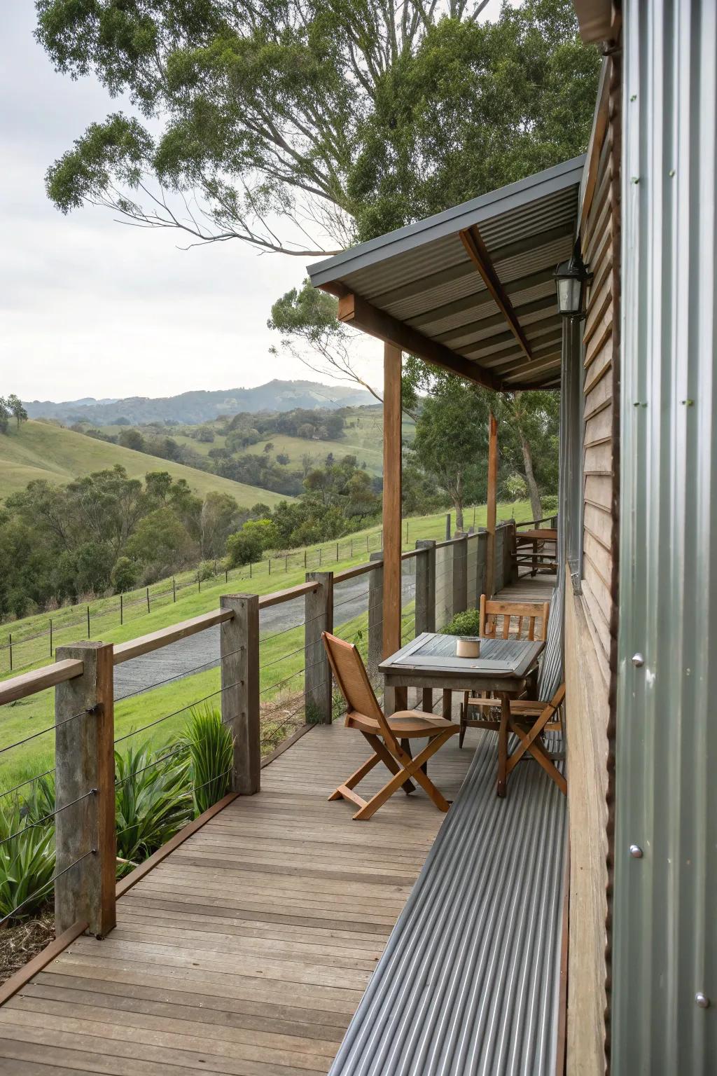 Corrugated metal provides countryside charm and strength.